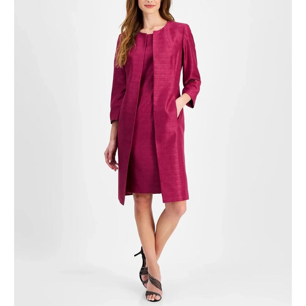 Le Suit Women Wild Rose Jewel-Neck Knee Length Suit Topper (ONLY) Petite Size 8P